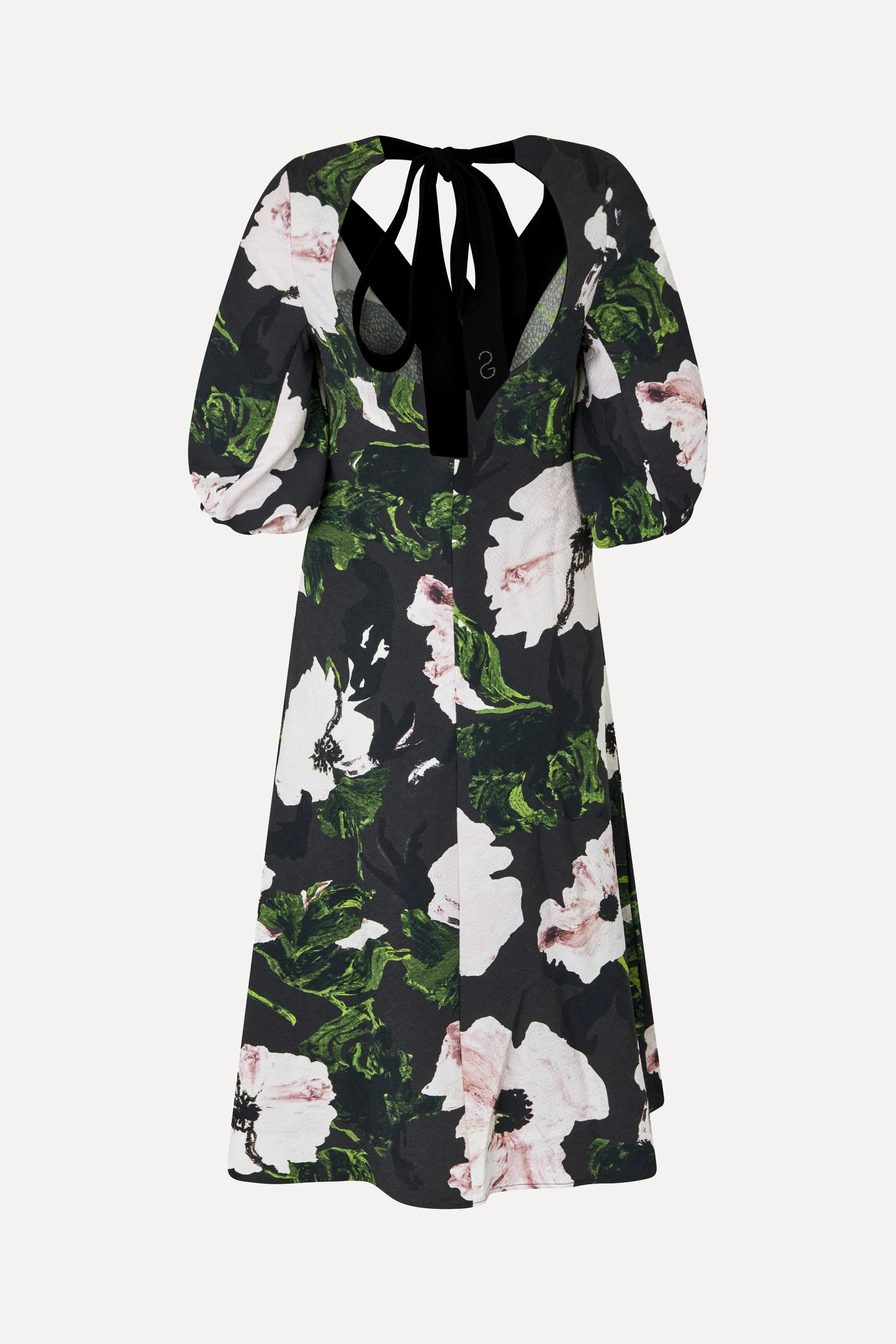 3/4 Volume Sleeves Midi Dress - Umber Windflower