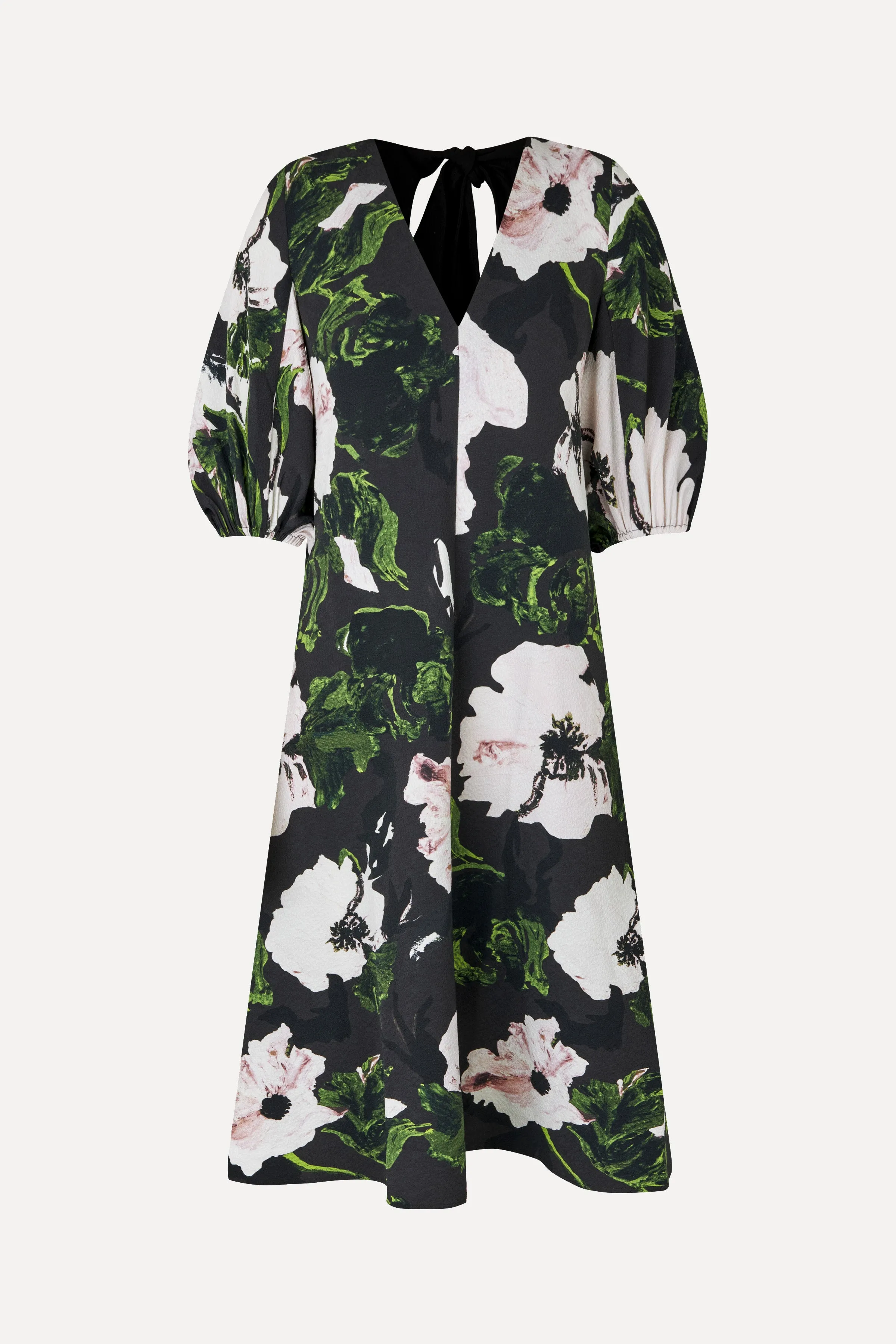 3/4 Volume Sleeves Midi Dress - Umber Windflower