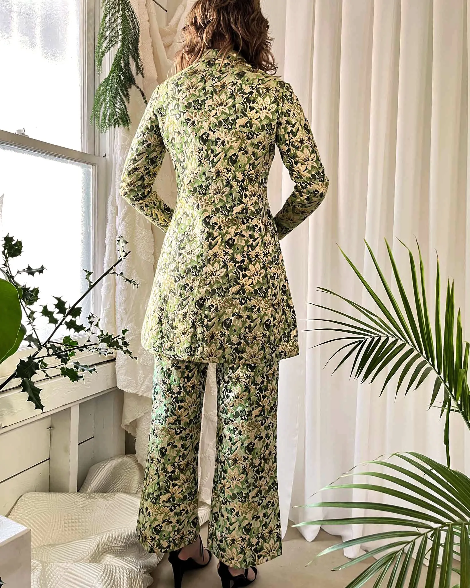 60s Ceil Chapman Brocade Pant Suit | S-M