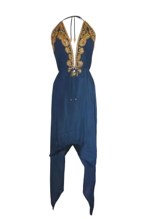 Artisan Scarf Dress in Solid Deep Sea