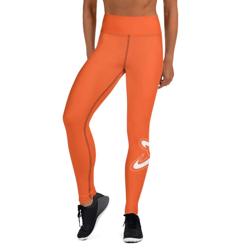 Athletic Apparatus Outrageous Orange White logo V3 Yoga Leggings