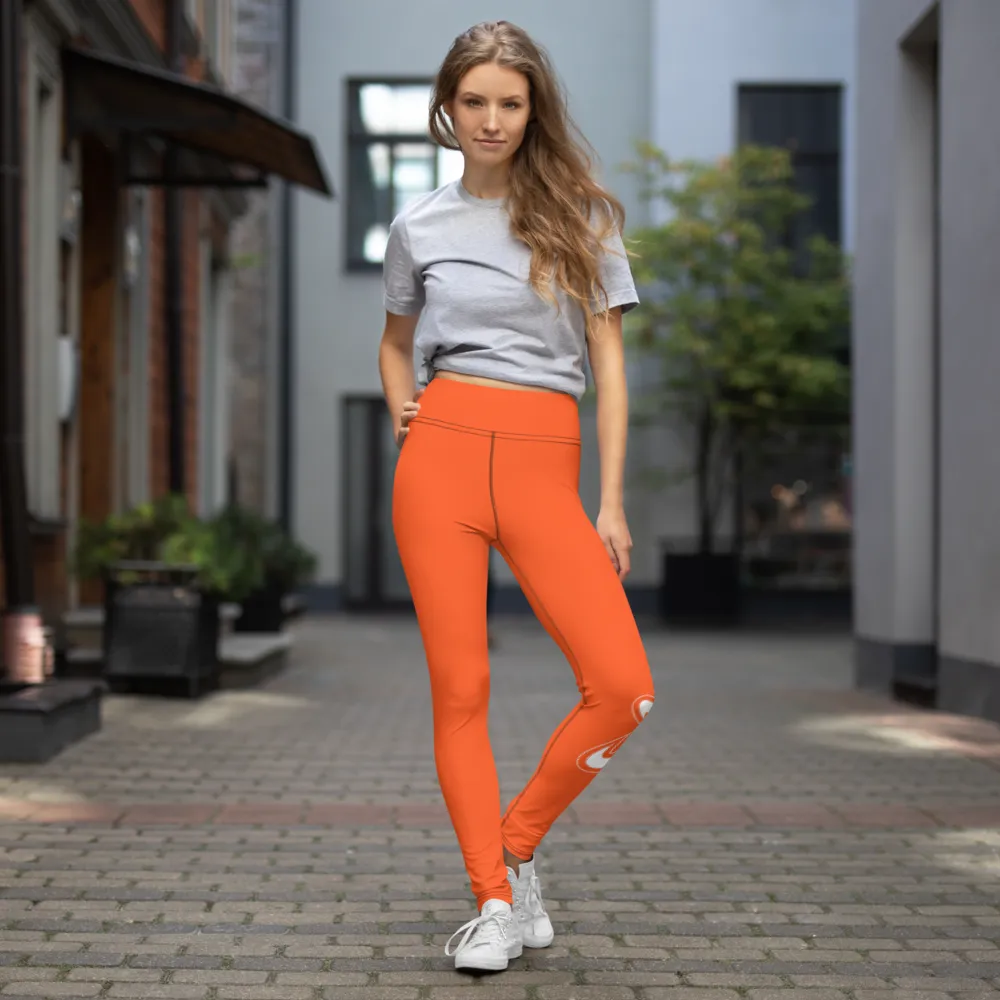 Athletic Apparatus Outrageous Orange White logo V3 Yoga Leggings