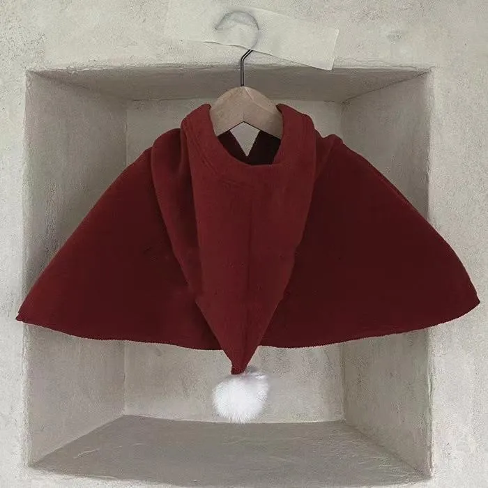 Autumn and winter baby red cape baby Christmas new year hooded cape shawl