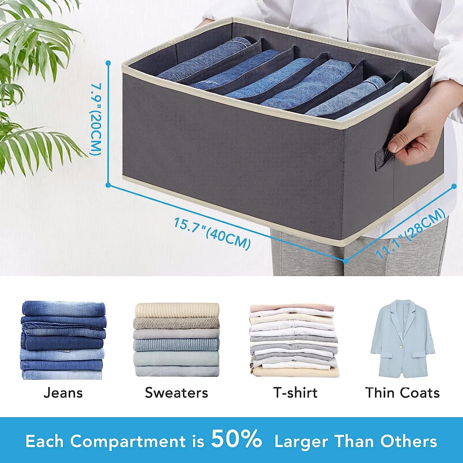 Blushbees Wardrobe Clothes Organizers 6 Grids for Pants, Jeans, Sweater, T-Shirt, Dress etc