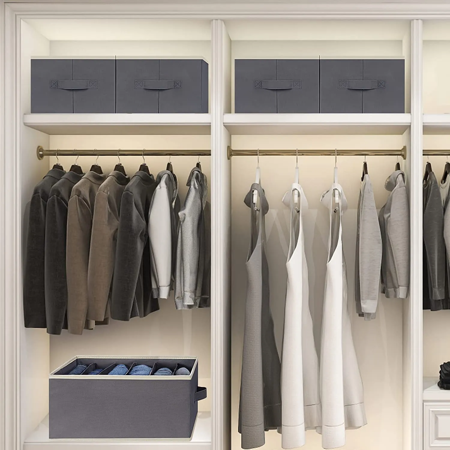 Blushbees Wardrobe Clothes Organizers 6 Grids for Pants, Jeans, Sweater, T-Shirt, Dress etc
