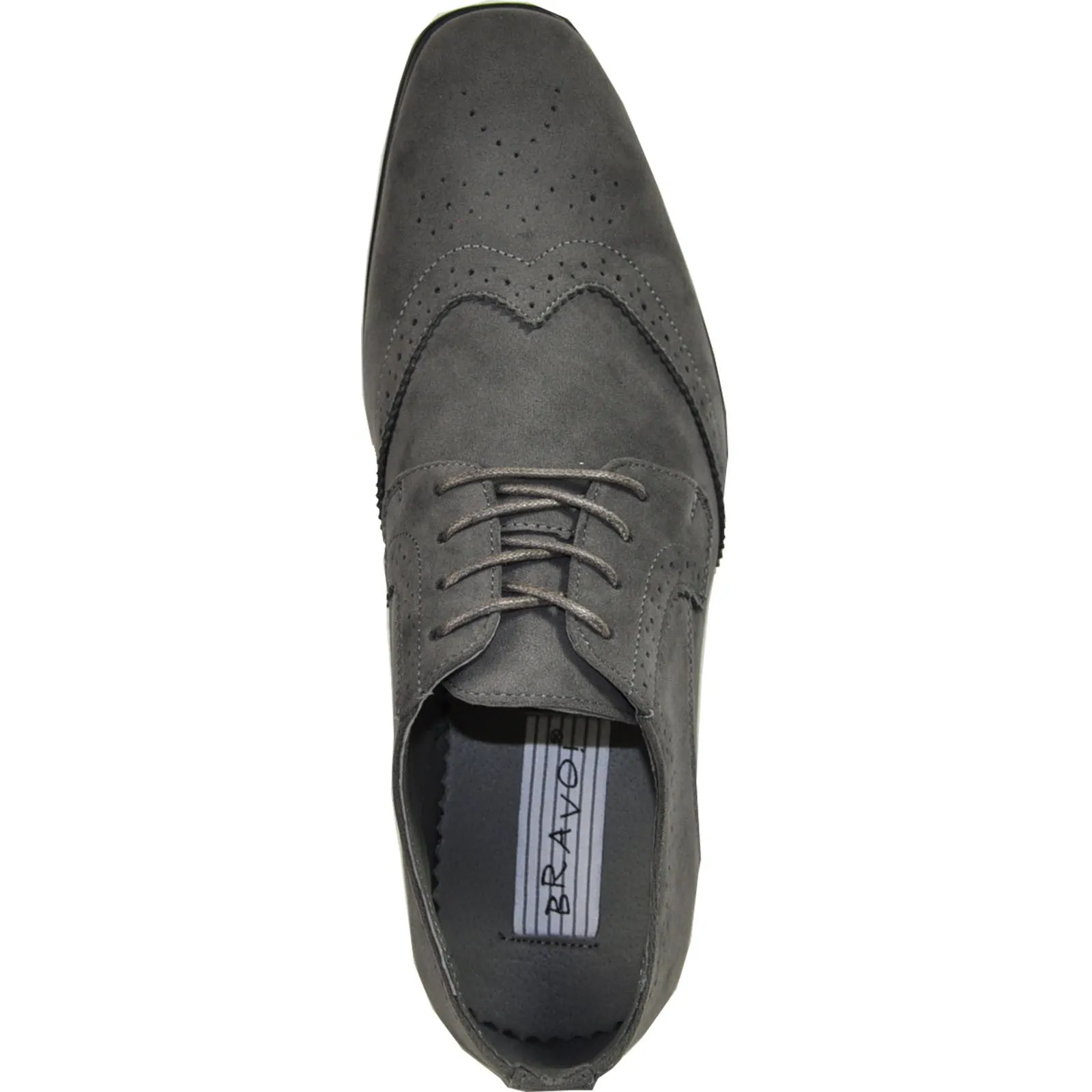 BRAVO Men Dress Shoe KING-3 Wingtip Oxford Shoe Grey
