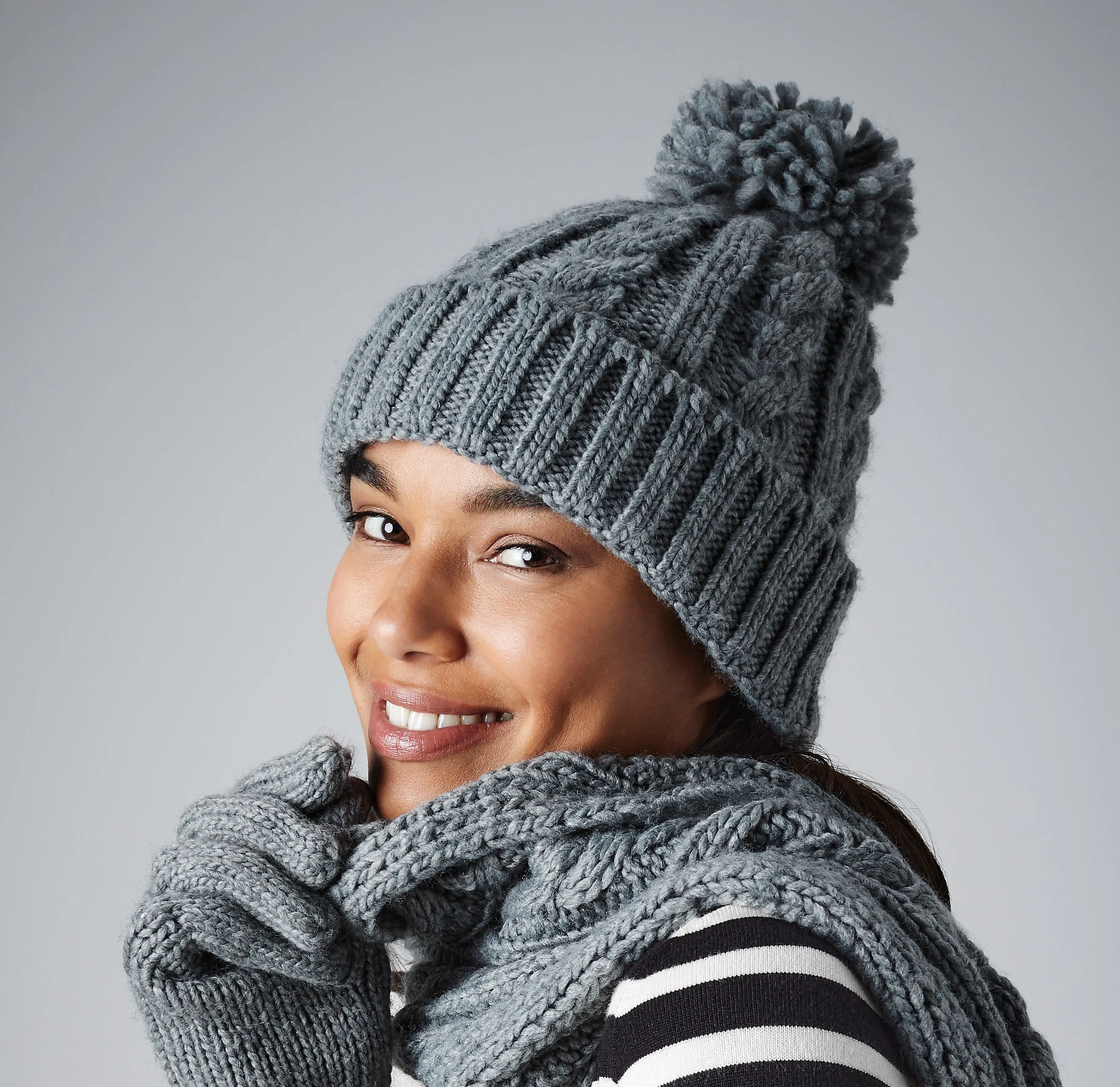 Cable Knit Melange Beanie | BURGUNDY