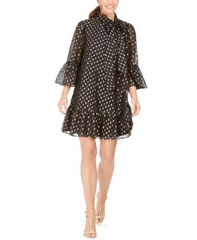 Calvin Klein Metallic-Dot Babydoll Dress