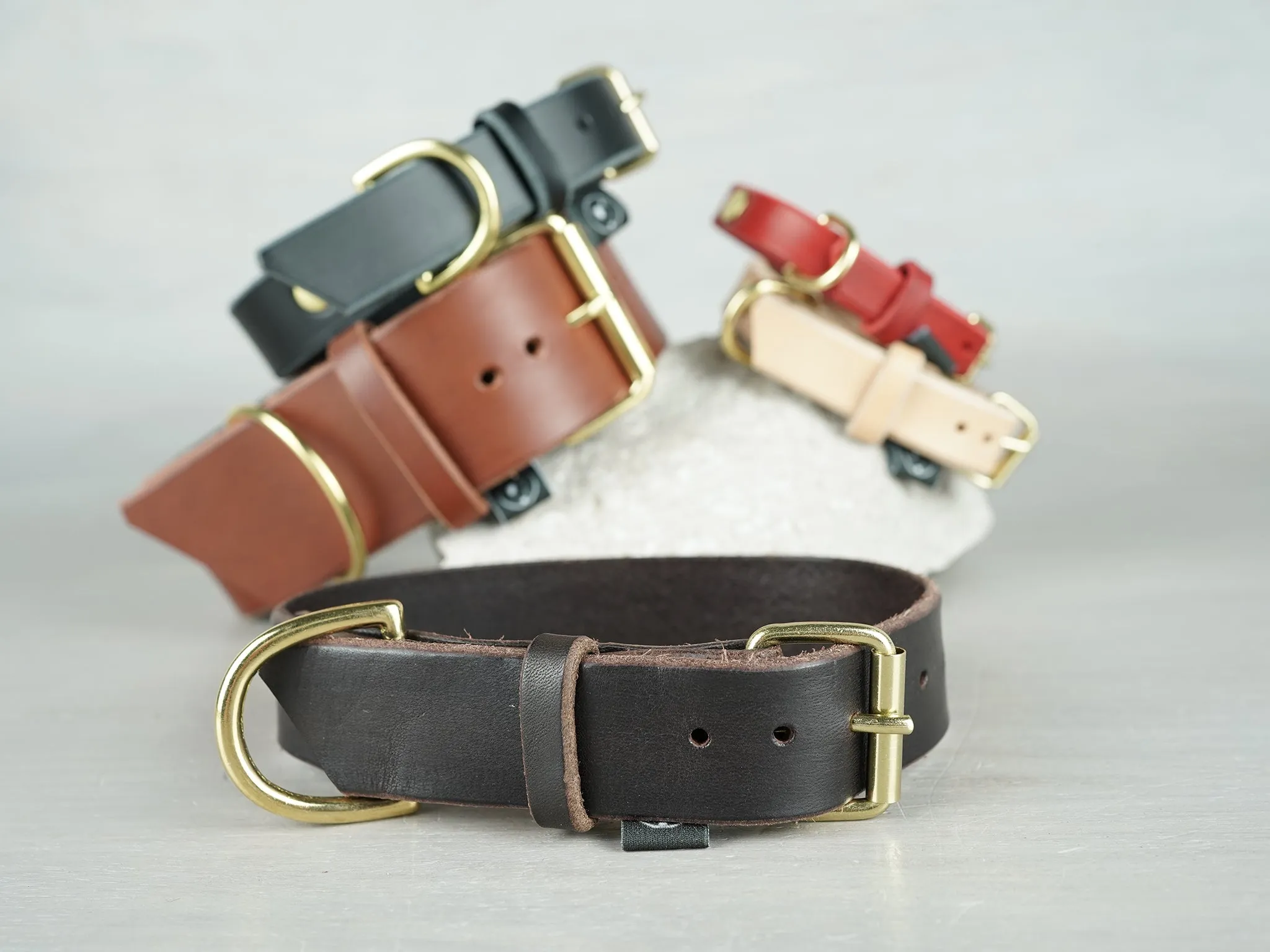 Classic Leather Dog Collars in 5 Colors
