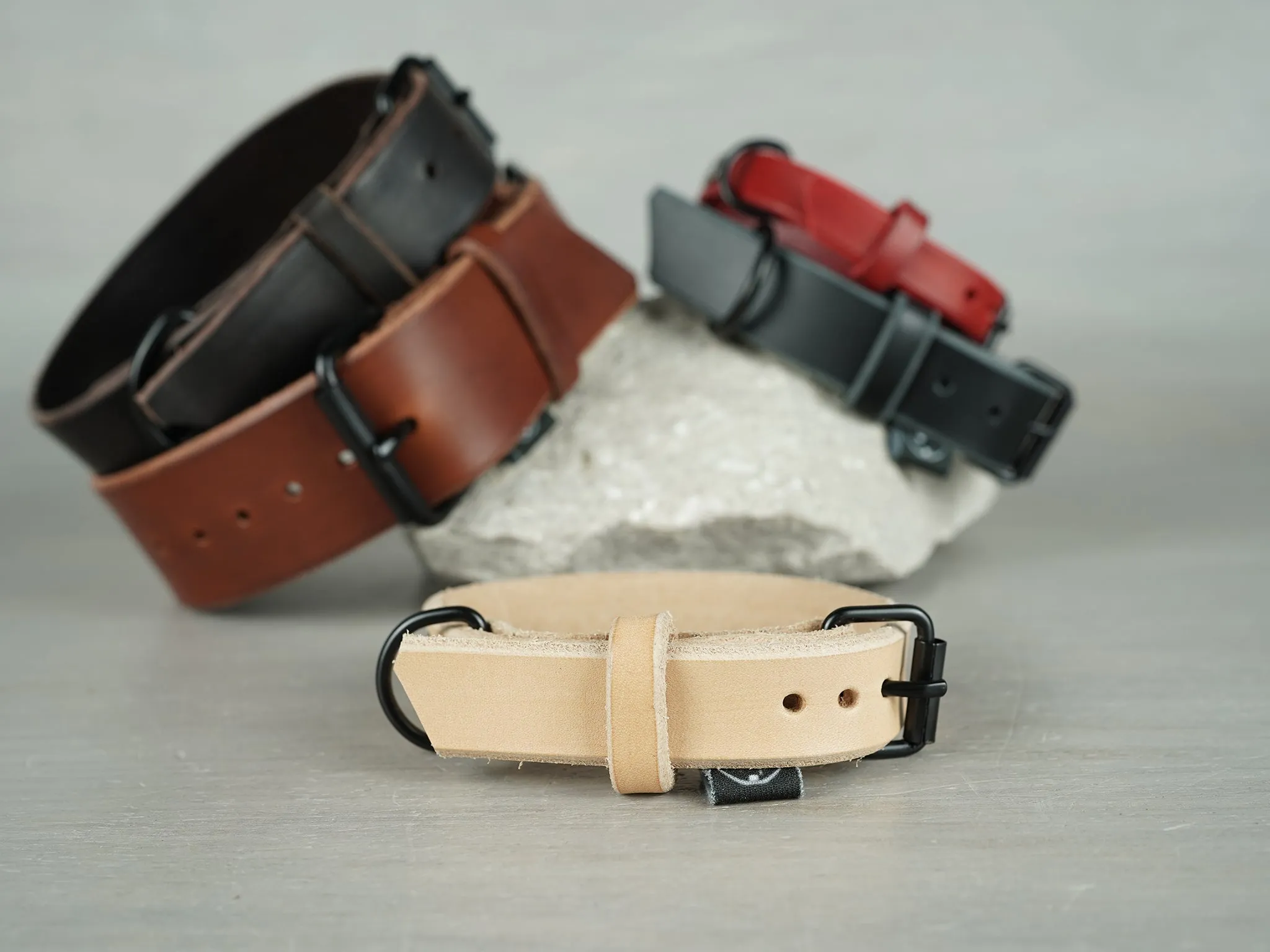 Classic Leather Dog Collars in 5 Colors