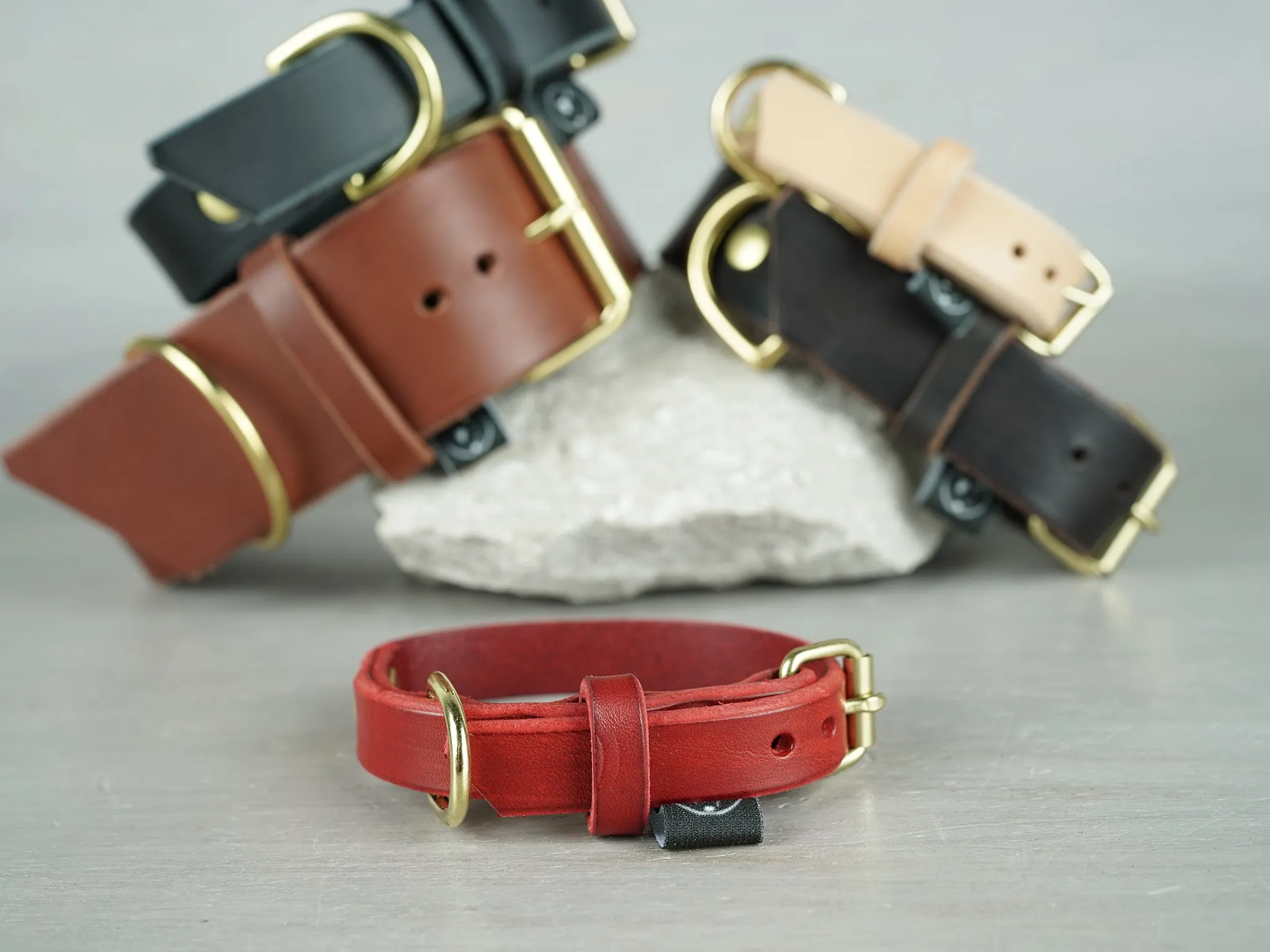 Classic Leather Dog Collars in 5 Colors