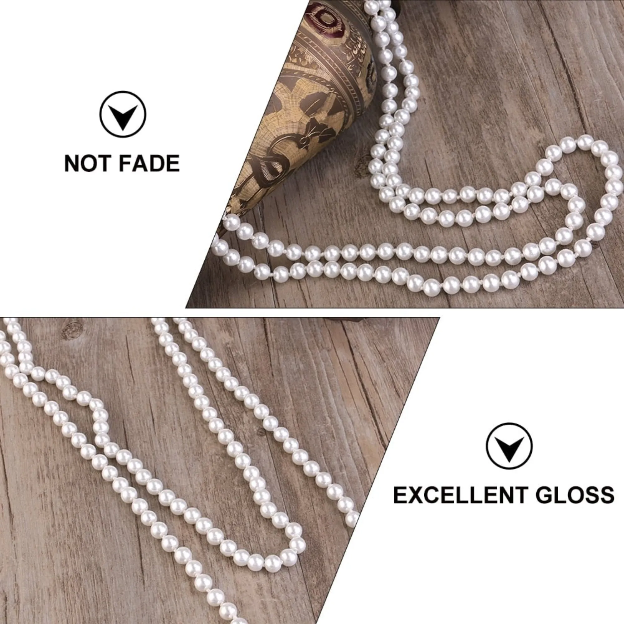 Designed in Paris SAM512B2 1.5M Imitation Pearl Necklace, White