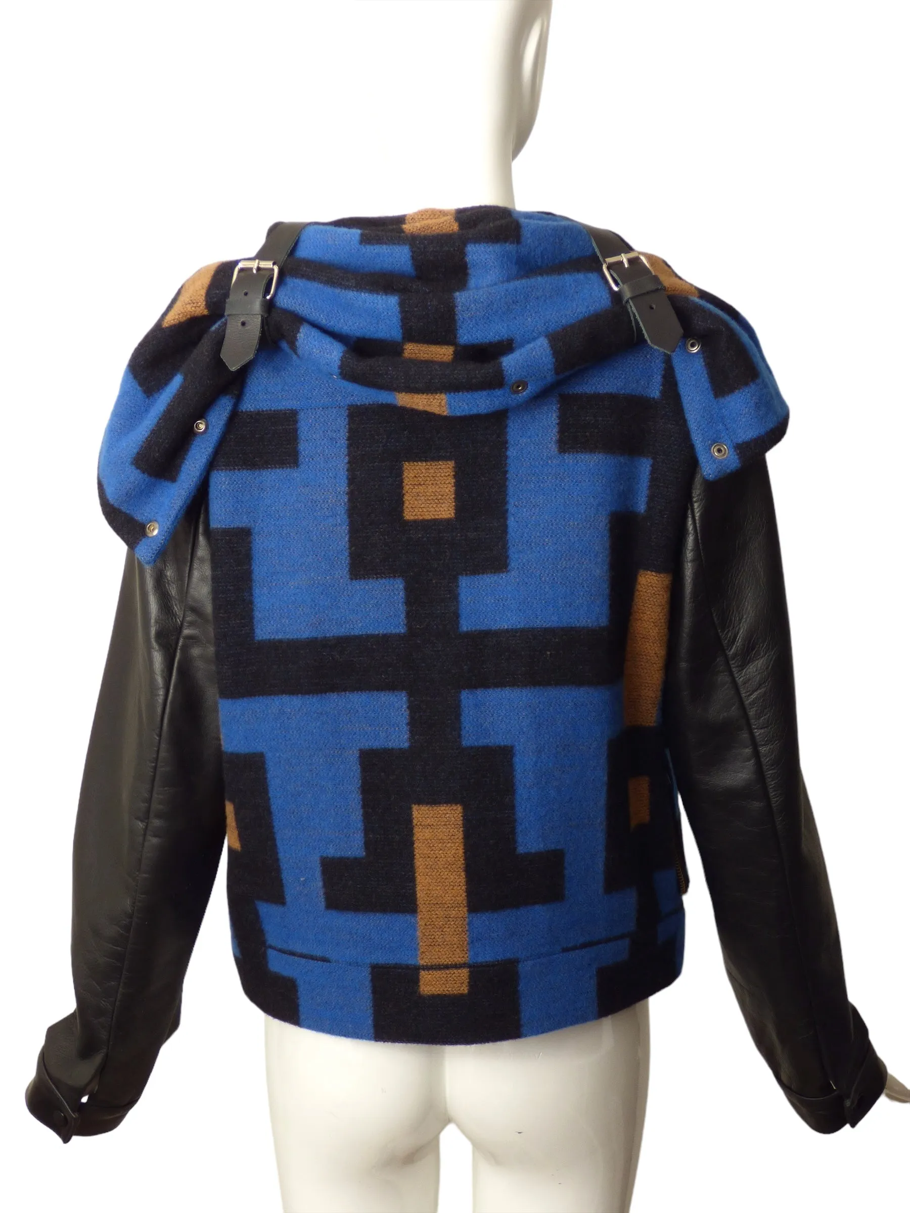 JC DE CASTELBAJAC- NWT Wool & Leather Moto Jacket, Size 12