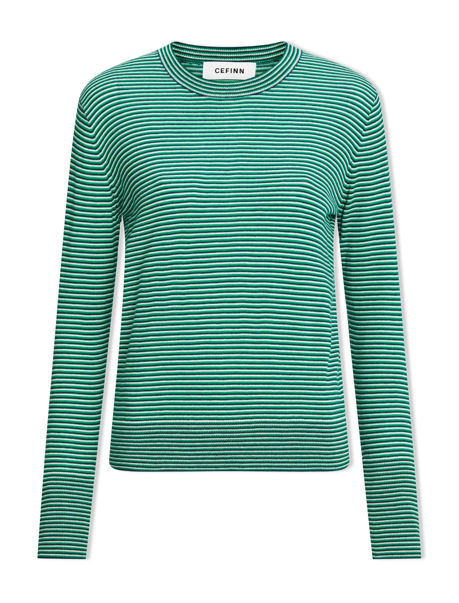 Jodi Cotton Jumper - Blue Emerald Cream Stripe
