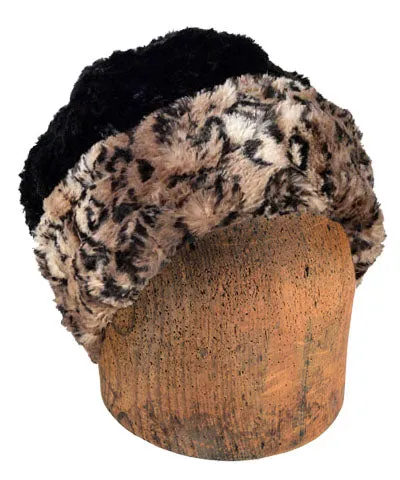 Men's Beanie Hat, Reversible - Luxury Faux Fur in Carpathian Lynx