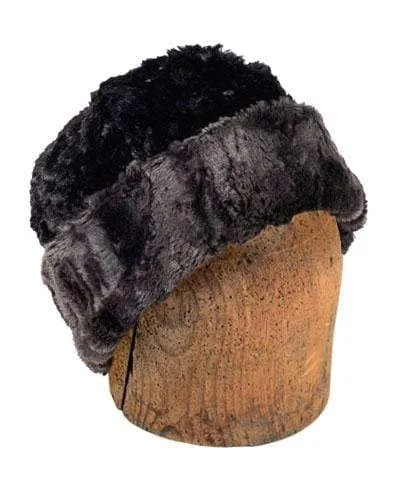Men's Beanie Hat, Reversible - Luxury Faux Fur in Espresso Bean