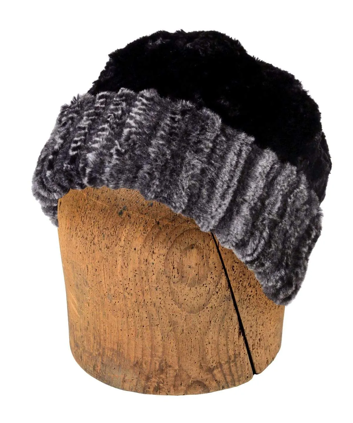Men's Beanie Hat, Reversible - Luxury Faux Fur in Rattle N Shake