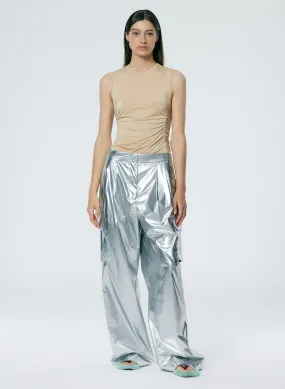 Metallic Nylon Pleated Stella Cargo Pant