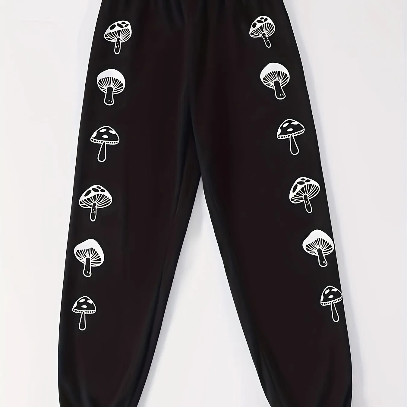 Mushroom Print Elastic Waist Joggers, Casual Sporty Sweatpants For Fall & Winter, Women's Clothing