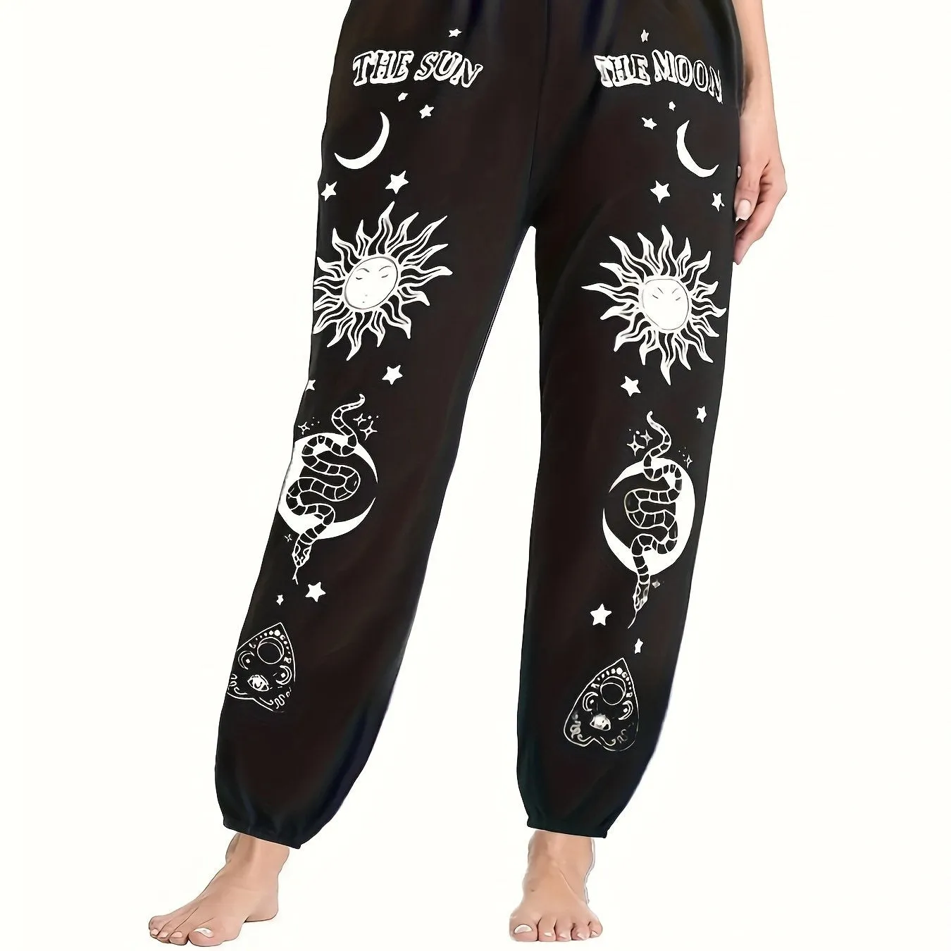 Mushroom Print Elastic Waist Joggers, Casual Sporty Sweatpants For Fall & Winter, Women's Clothing