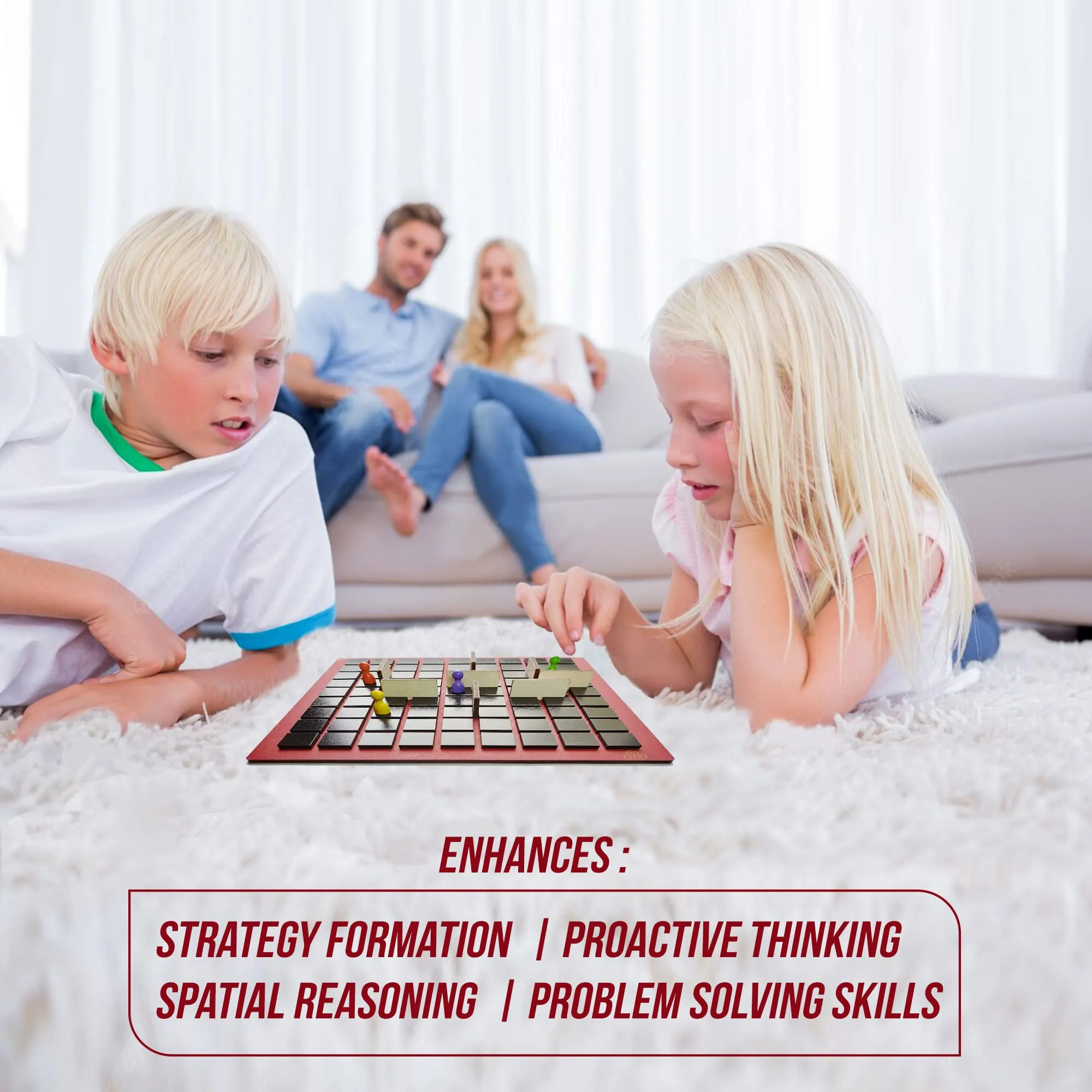NSK Traders Corridor Board Game For Kids,Adults,Family|Interesting Mind Game For Home,Travel|Pine Wood|Super Fun To Play|Age: 8  (Smart Kids 4  Years)|2-4 Players|Durable&Long-Lasting