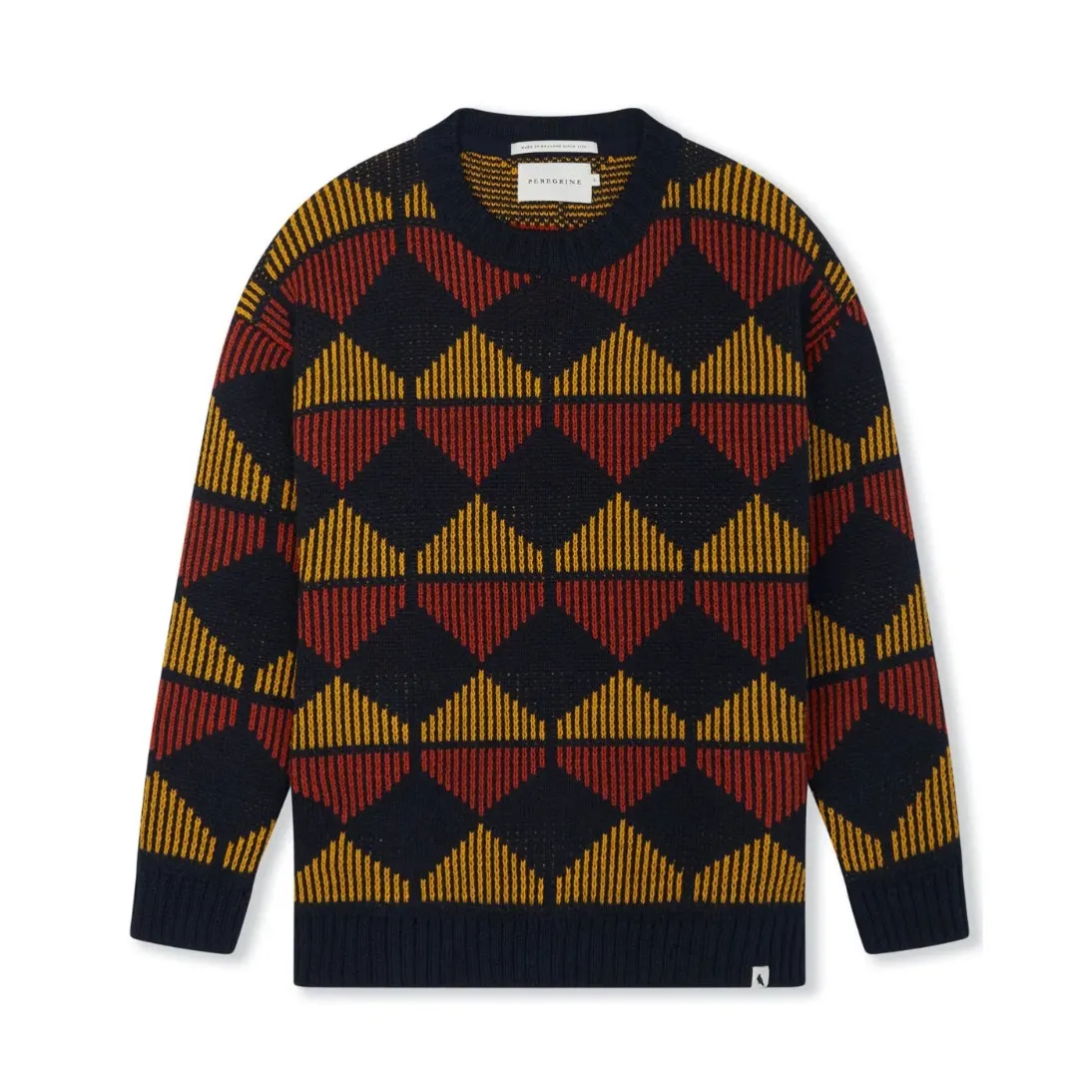 Peregrine Pure Merino Wool Peak Crew Jumper Navy Made in England WJ51122