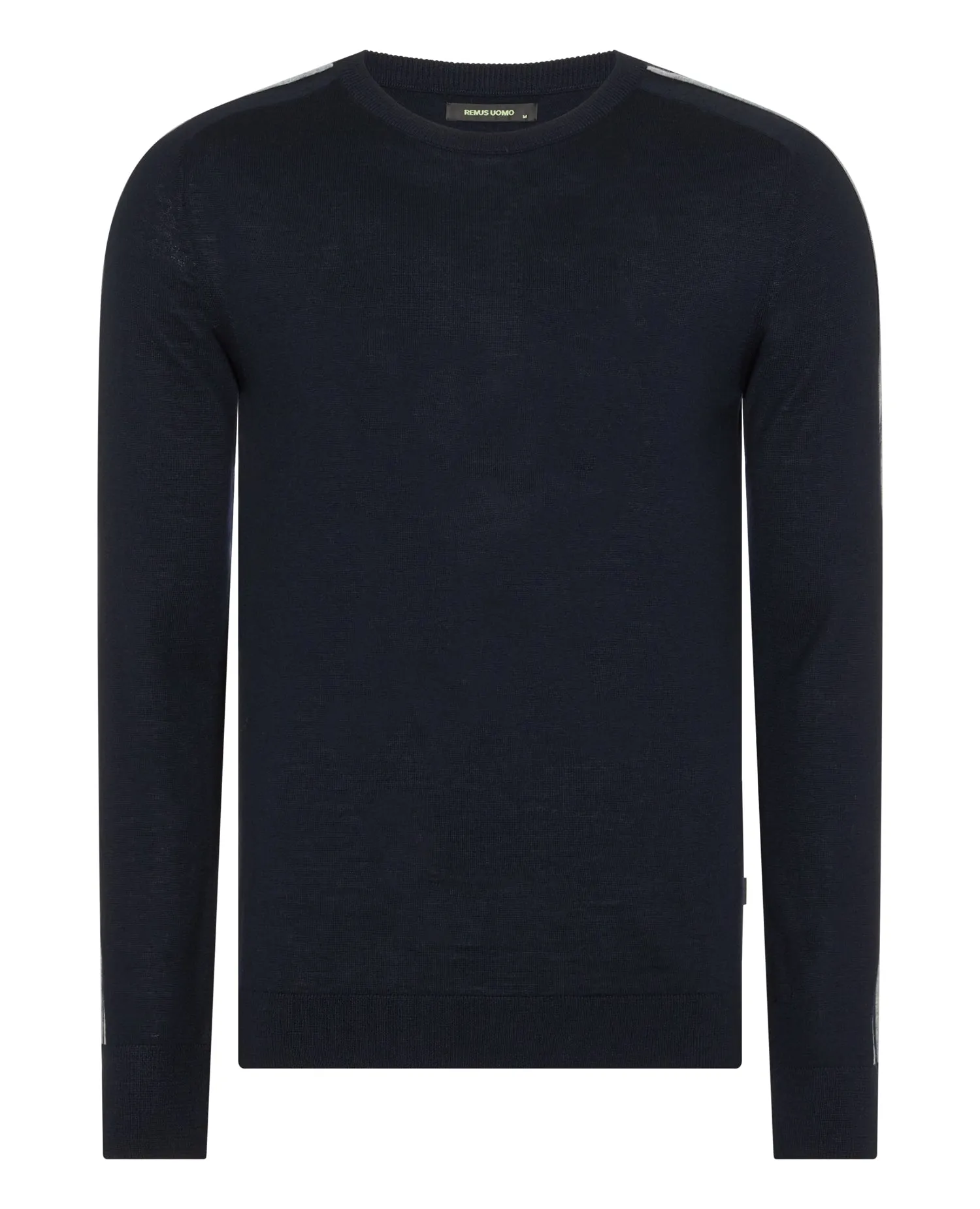 REMUS UOMO® Merino Blend Striped Crew Jumper/Navy - AW20 SALE