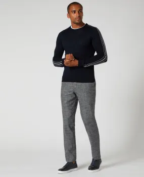 REMUS UOMO® Merino Blend Striped Crew Jumper/Navy - AW20 SALE