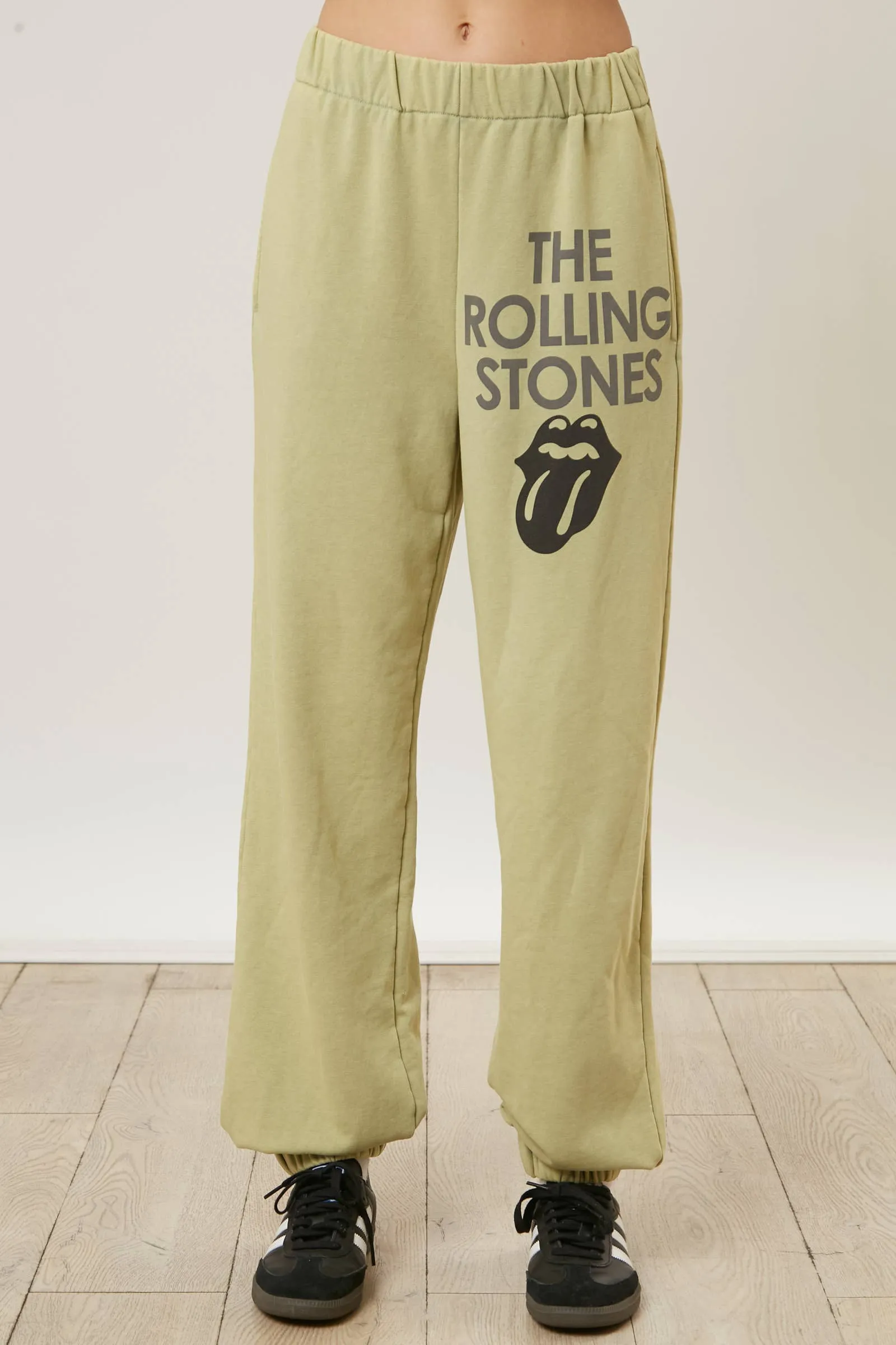 Rolling Stones Graphic Print Joggers: OLIVE / L