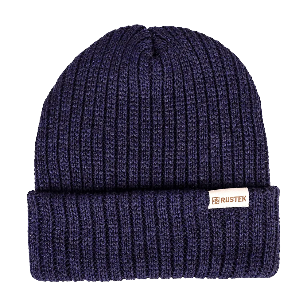 Rustek Double Rib 100% Merino Wool Beanie | Navy