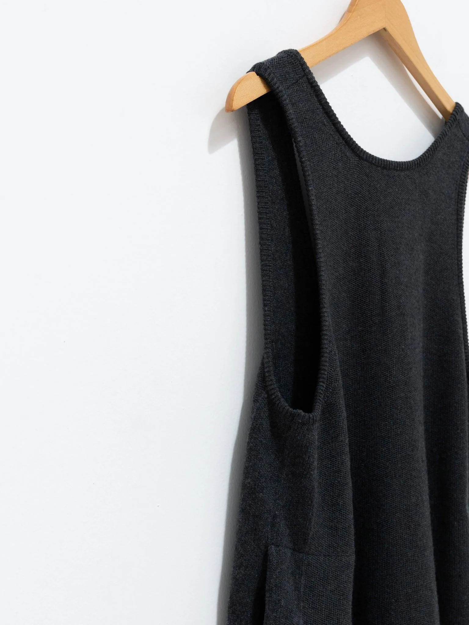 Silk Wool Honeycomb Knit Dress - Charcoal