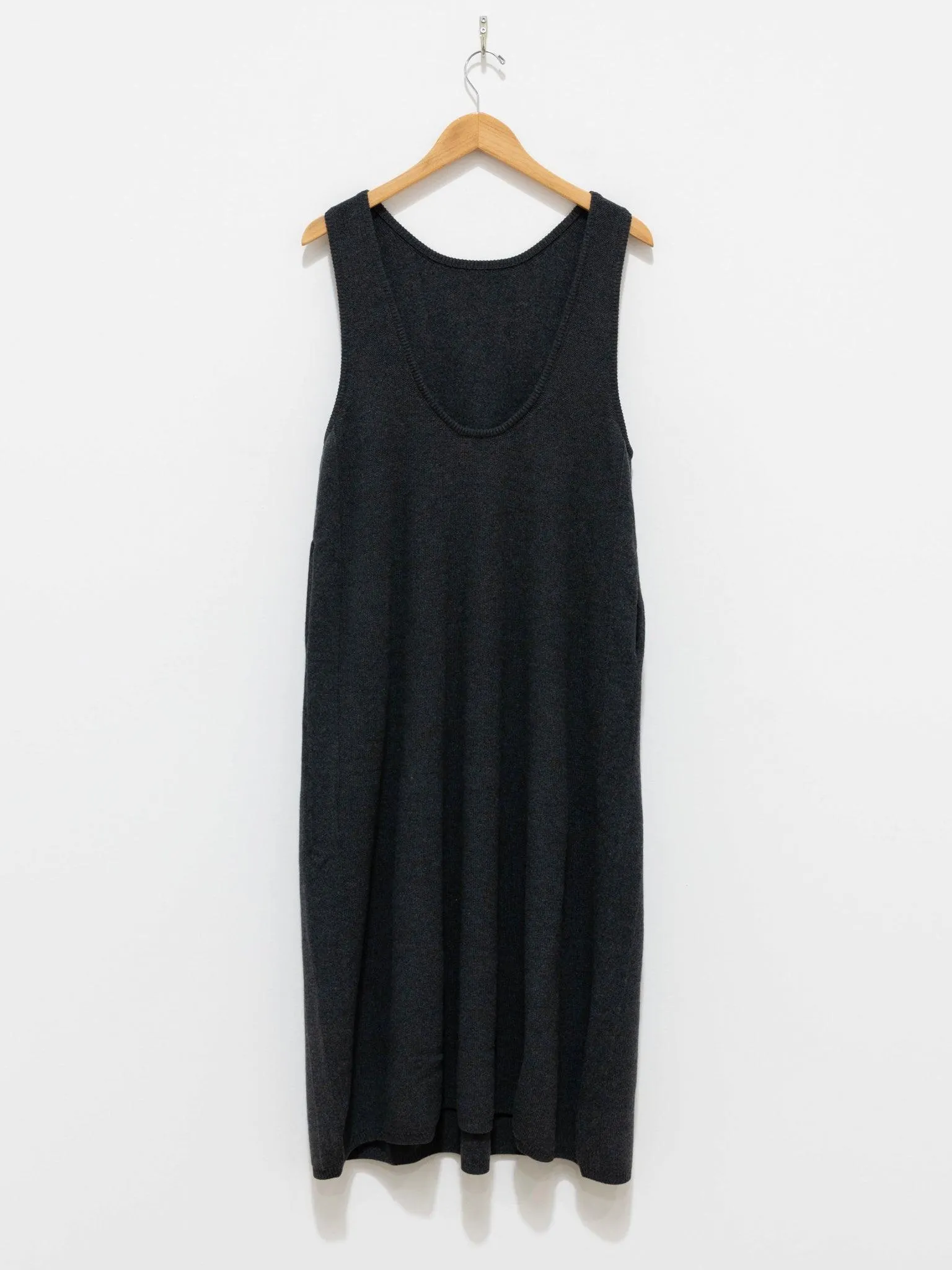 Silk Wool Honeycomb Knit Dress - Charcoal