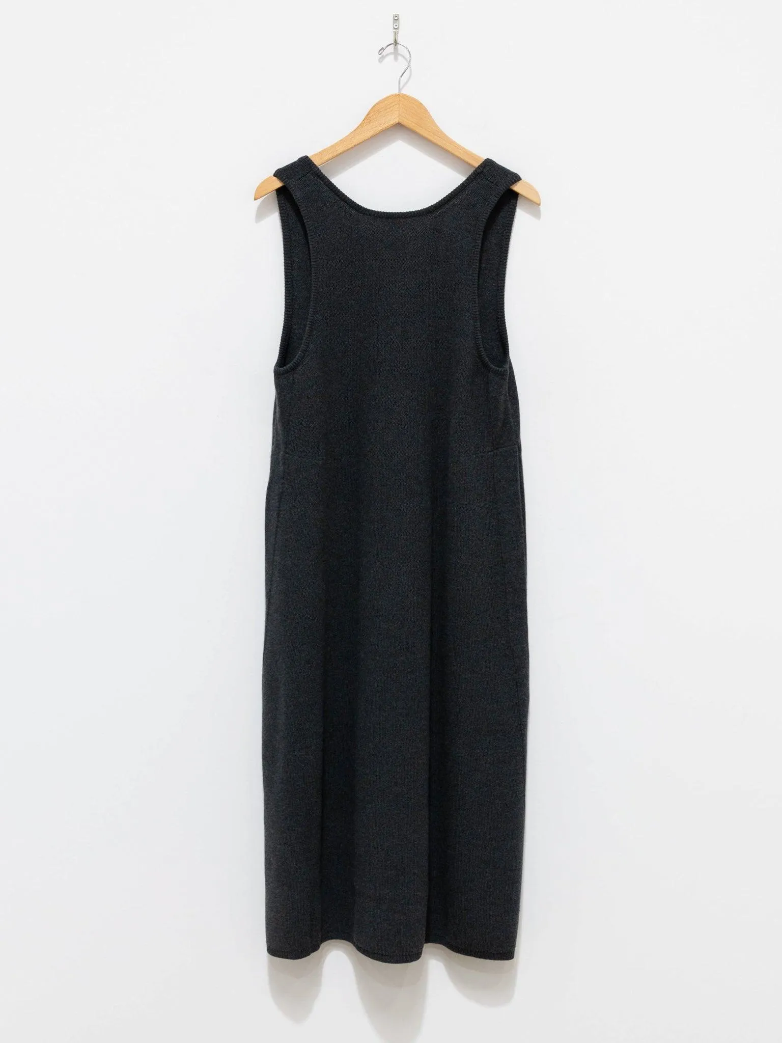 Silk Wool Honeycomb Knit Dress - Charcoal