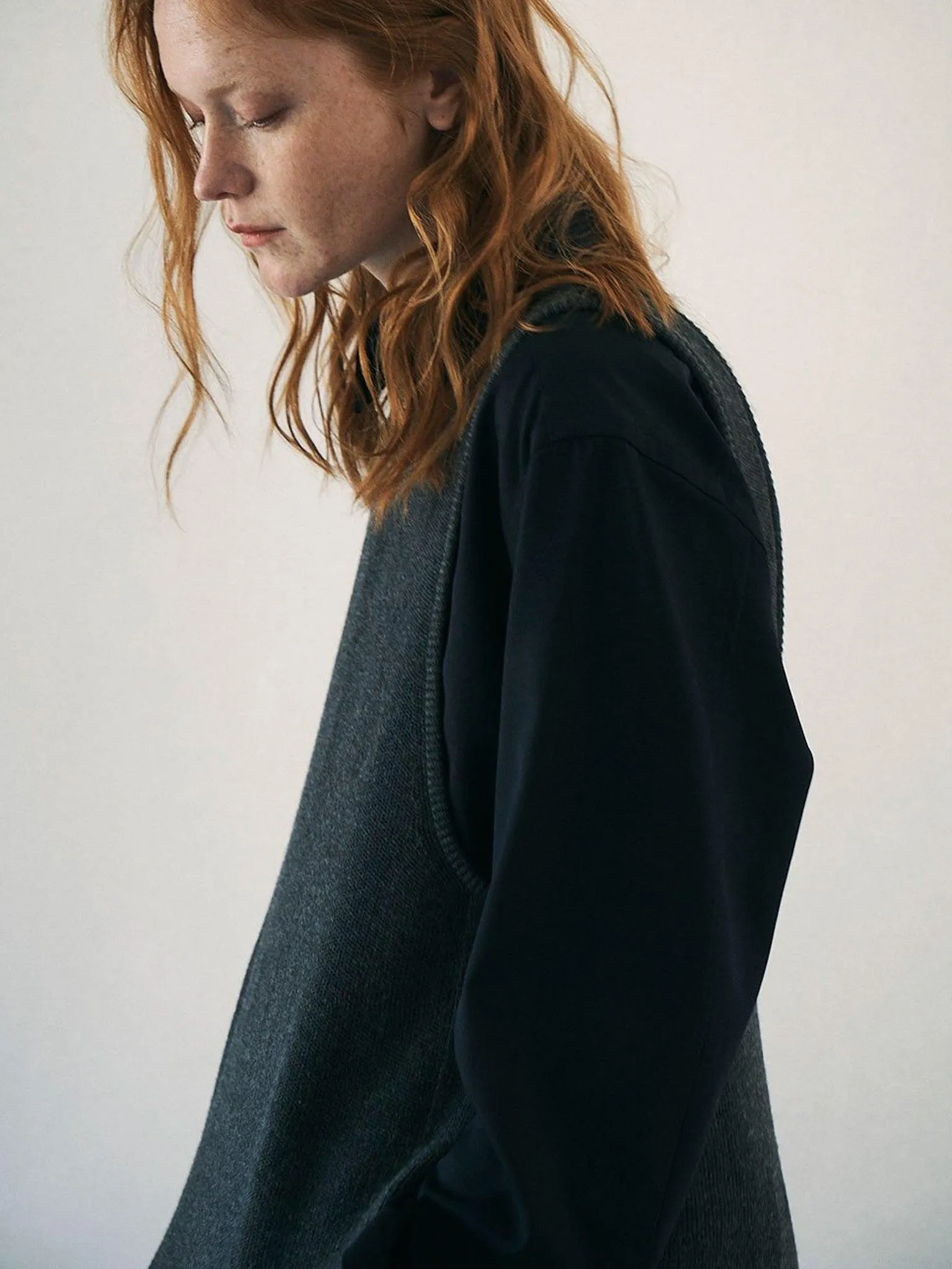 Silk Wool Honeycomb Knit Dress - Charcoal