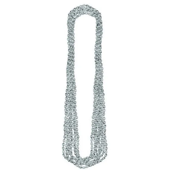 Silver Metallic Necklace 76cm 8pk