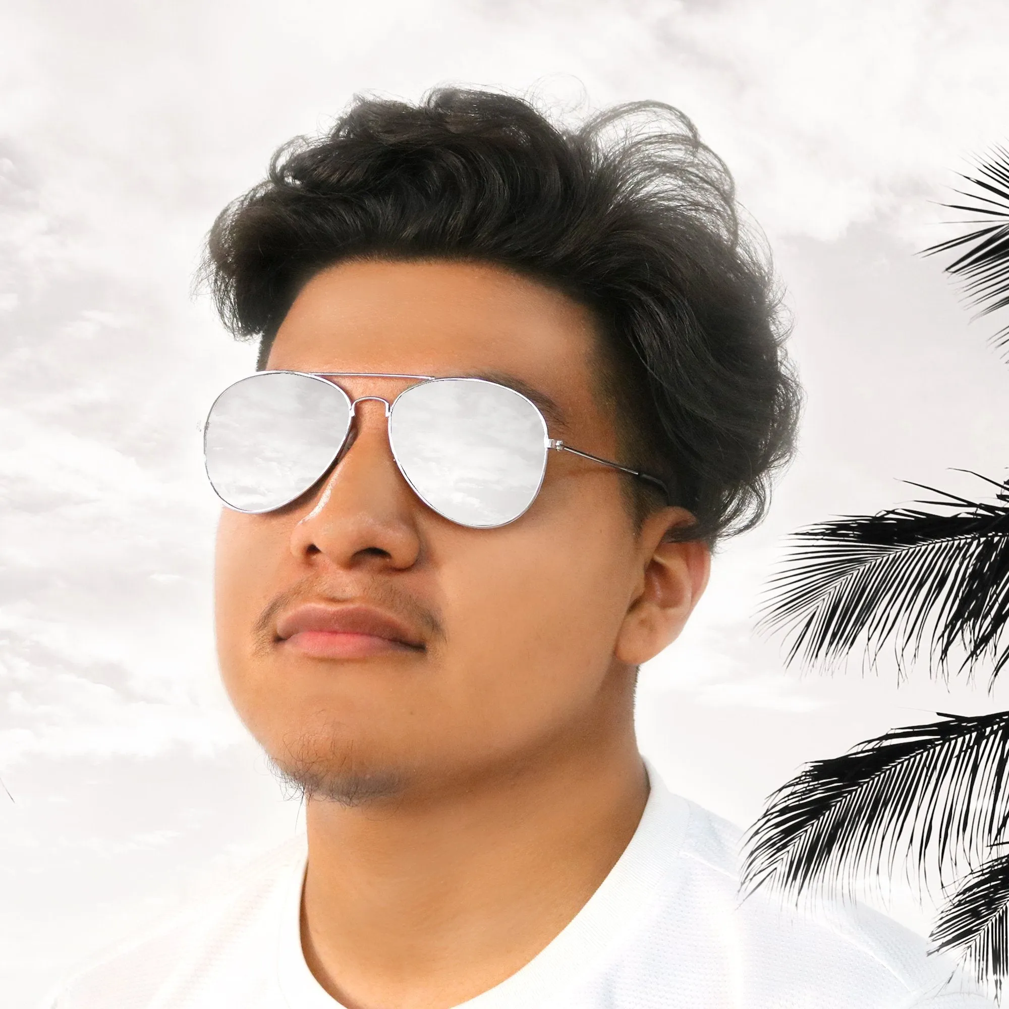 Silver Mirrored Aviator Sunglasses Shades – 70’s Style Adult Aviators Costume Glasses - 1 Pair