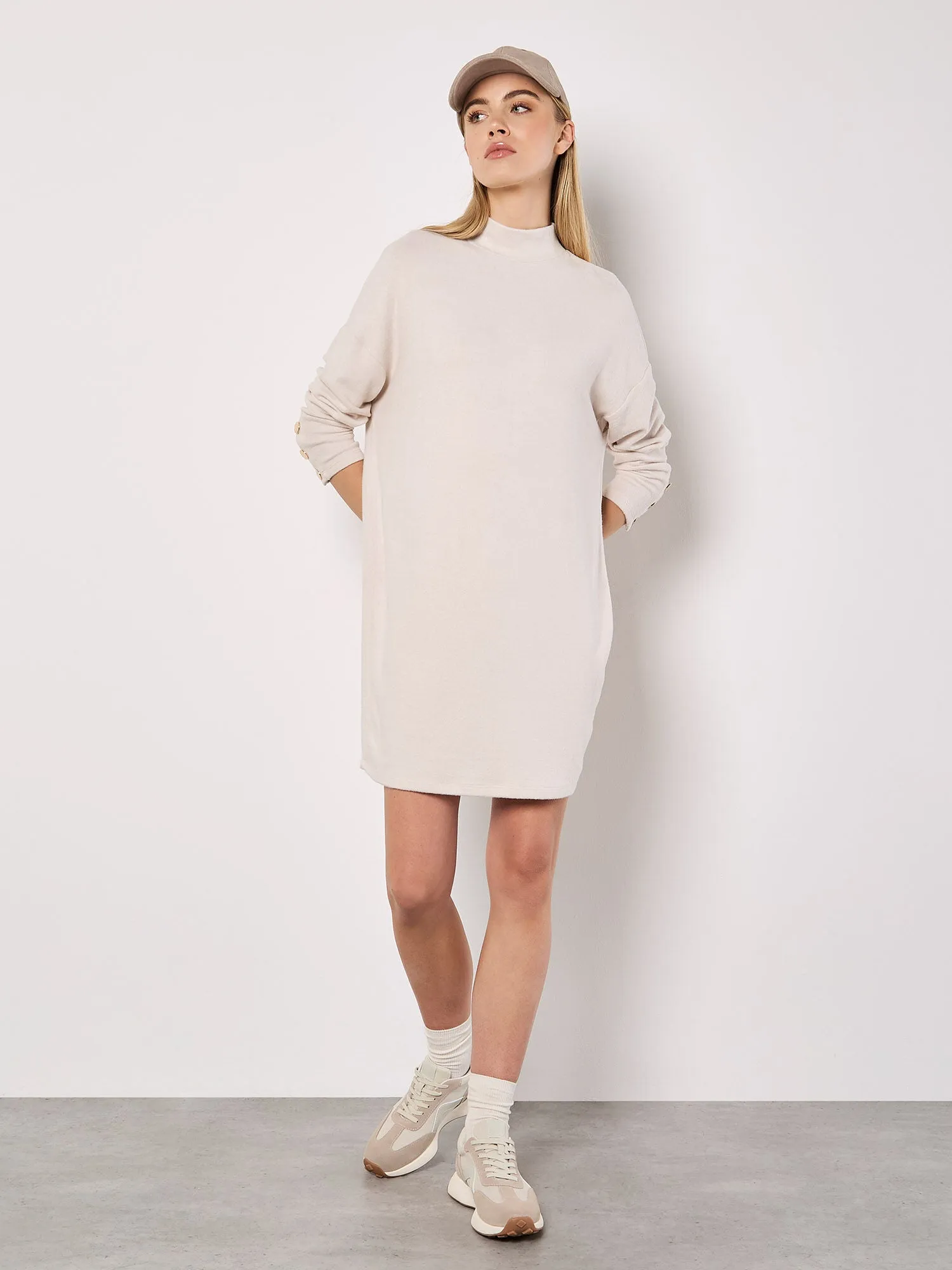 Soft Touch Cocoon Sweater Dress | Apricot - Clearance