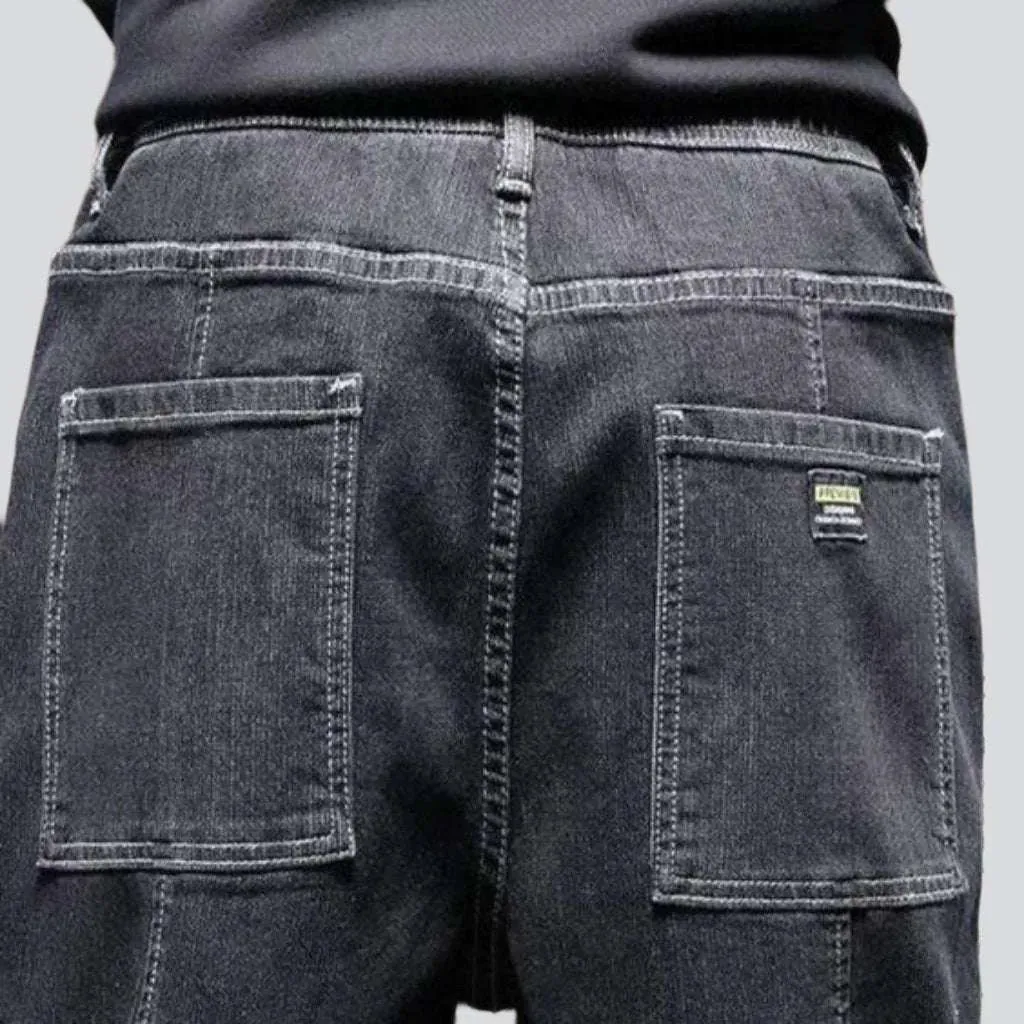 Streetwear dark men's denim joggers