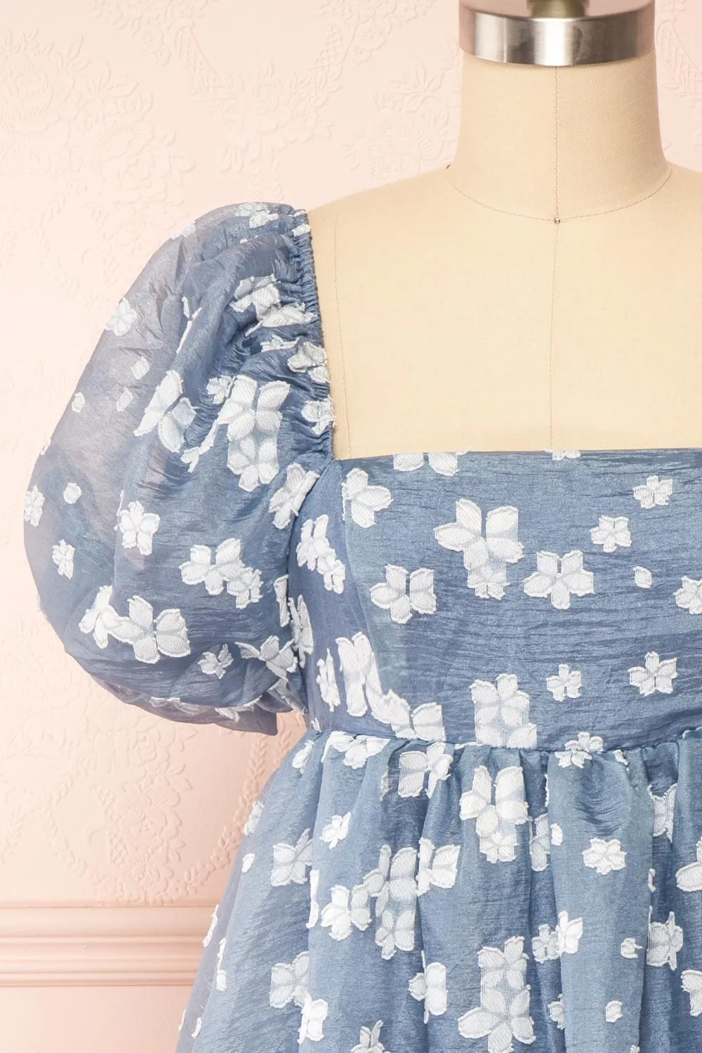 Tarjanne | Blue Babydoll Dress w/ Flowers