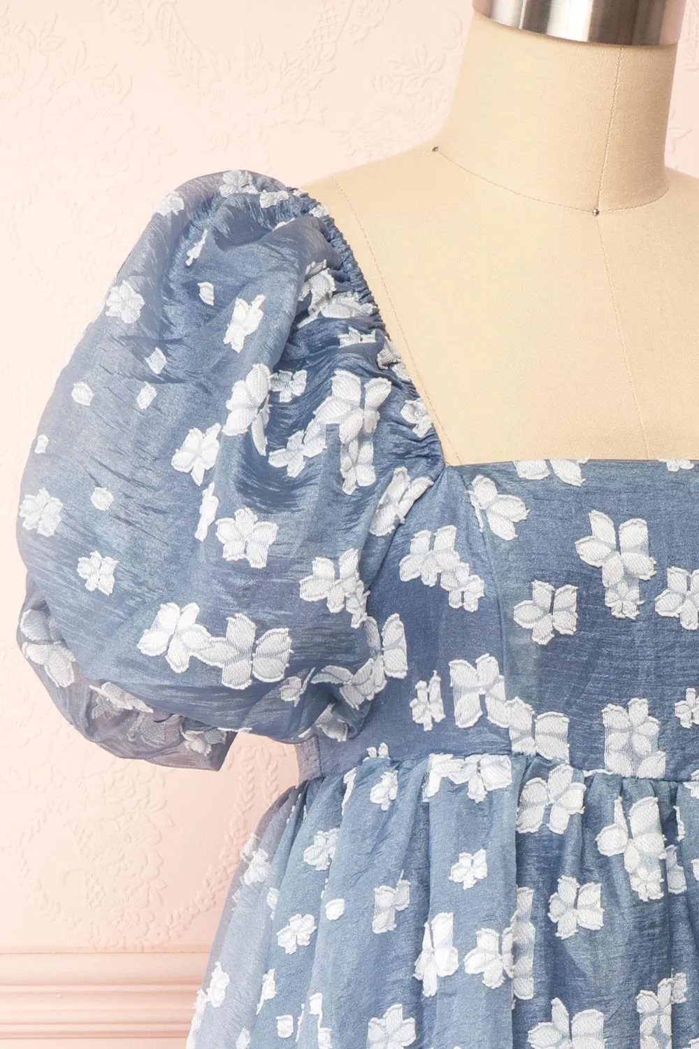 Tarjanne | Blue Babydoll Dress w/ Flowers