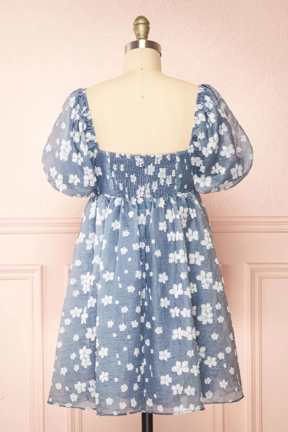 Tarjanne | Blue Babydoll Dress w/ Flowers