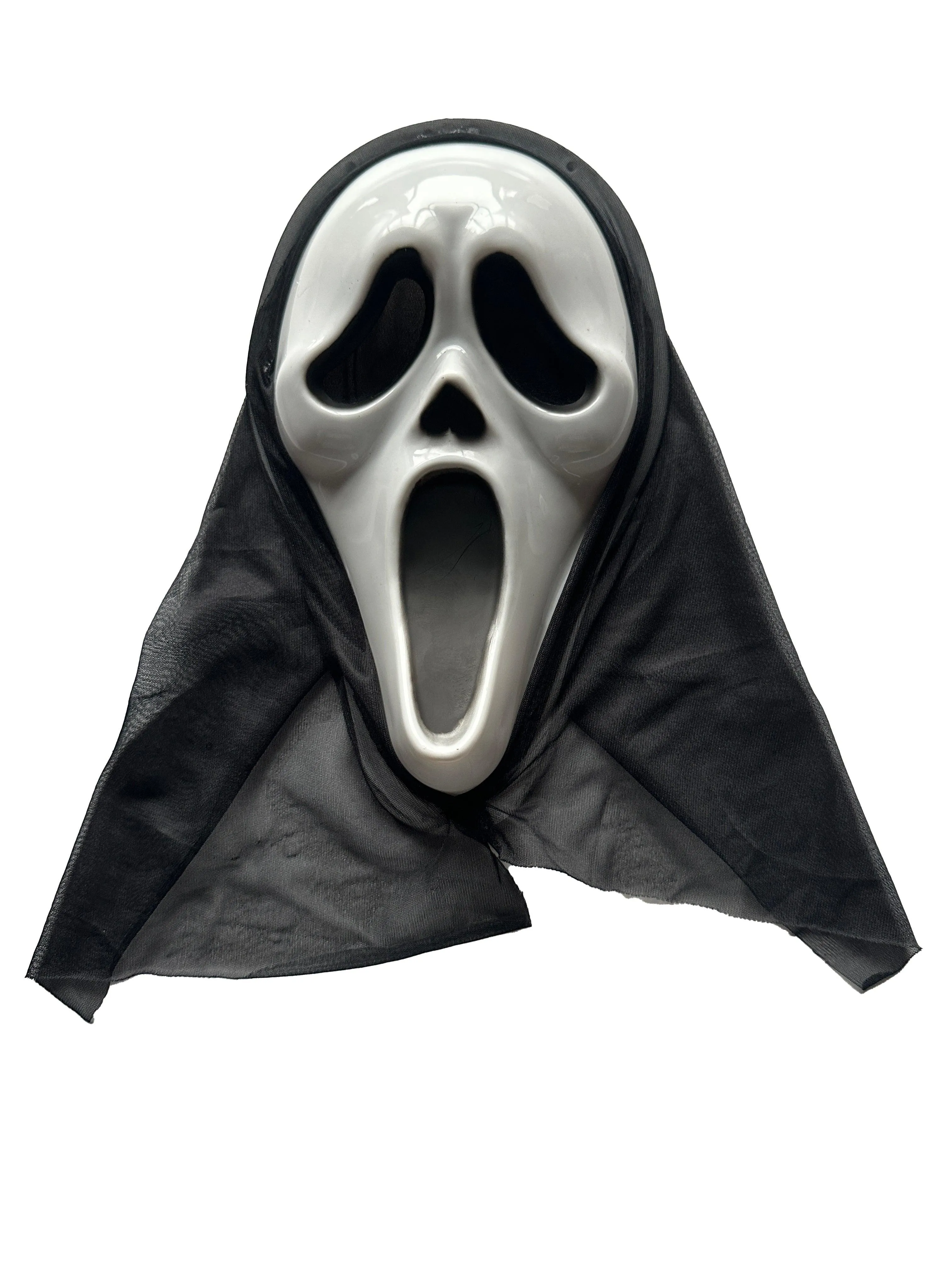 Terror Unleashed: Long Black Cape, Bleeding Scream Mask, and Fake Blooded Machete Prop