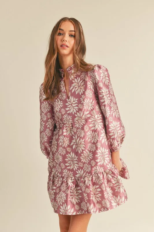 The Marci Dress in Mauve / Gold