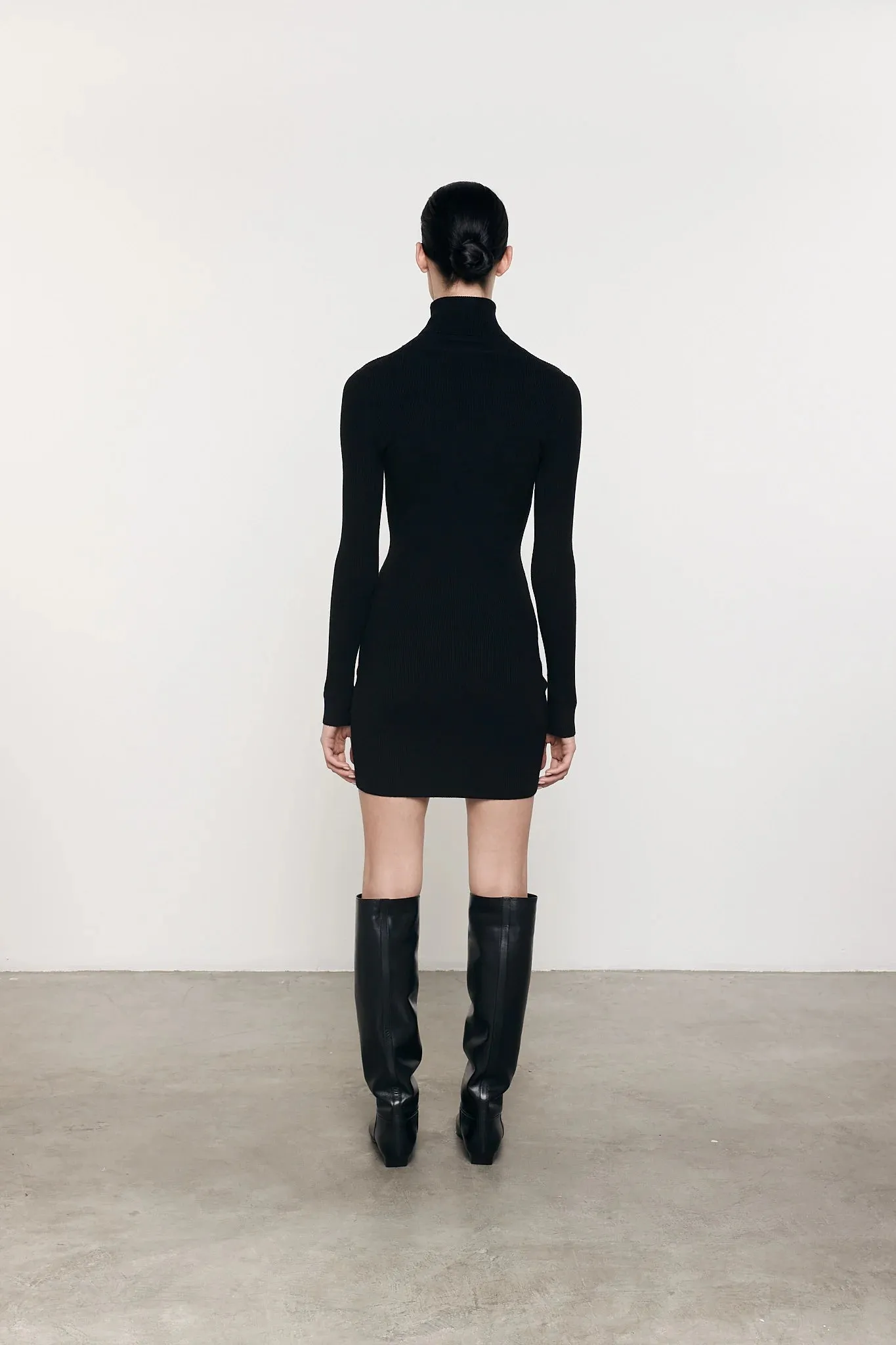 The Silk Sweater Rib Turtleneck Mini Dress