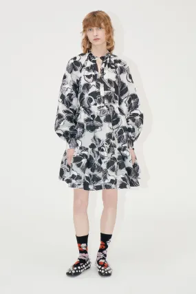 Tier Voluminous Ruffle Mini Dress - Anemone Jacquard