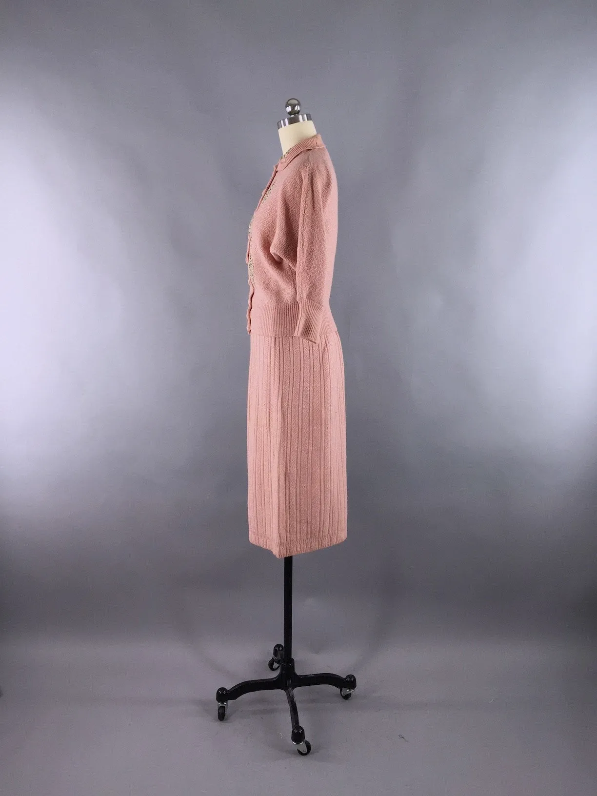 Vintage 1930s 1940s Sweater Dress / Ann Adams Originals