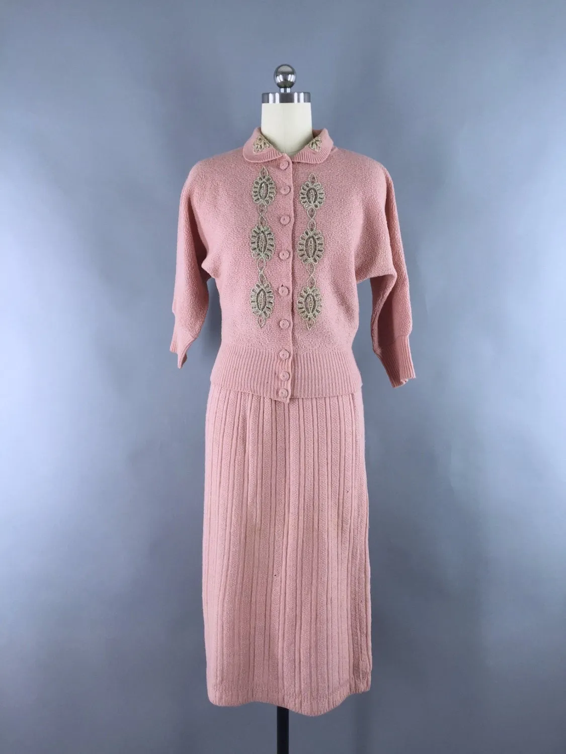 Vintage 1930s 1940s Sweater Dress / Ann Adams Originals