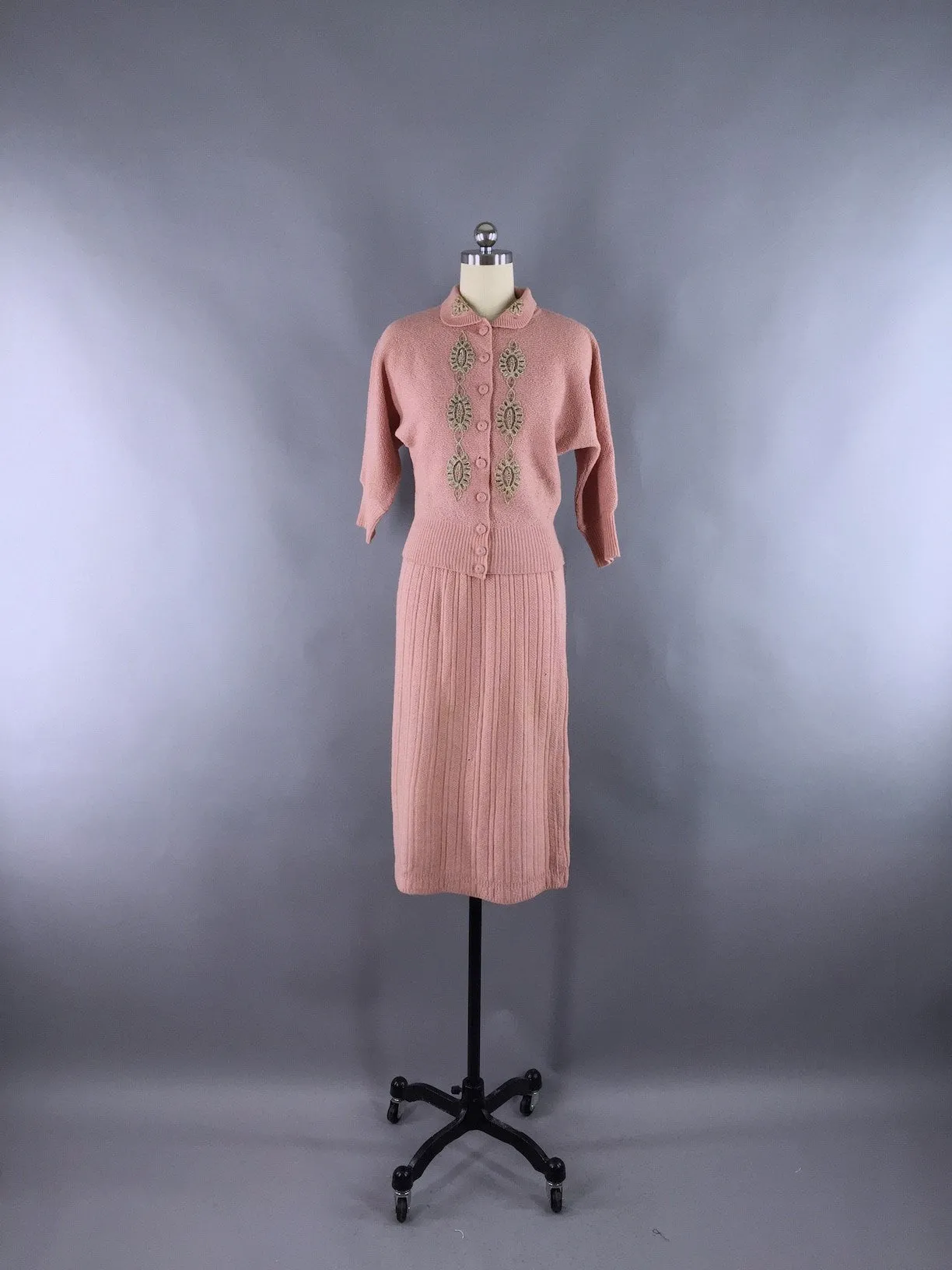 Vintage 1930s 1940s Sweater Dress / Ann Adams Originals