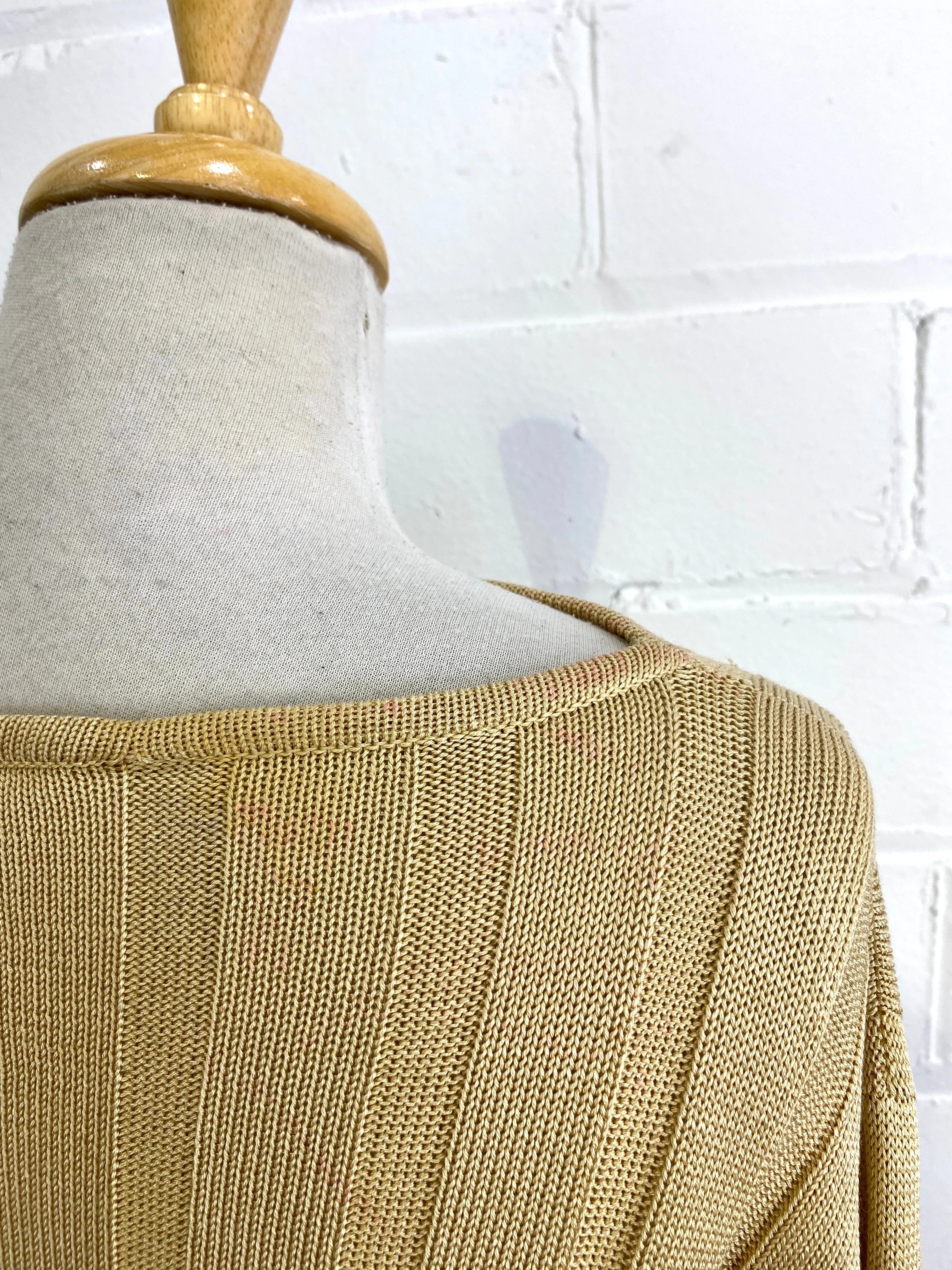 Vintage 1980s Long Sleeve Brown Knit Dress, Laura Biagiotti, Medium