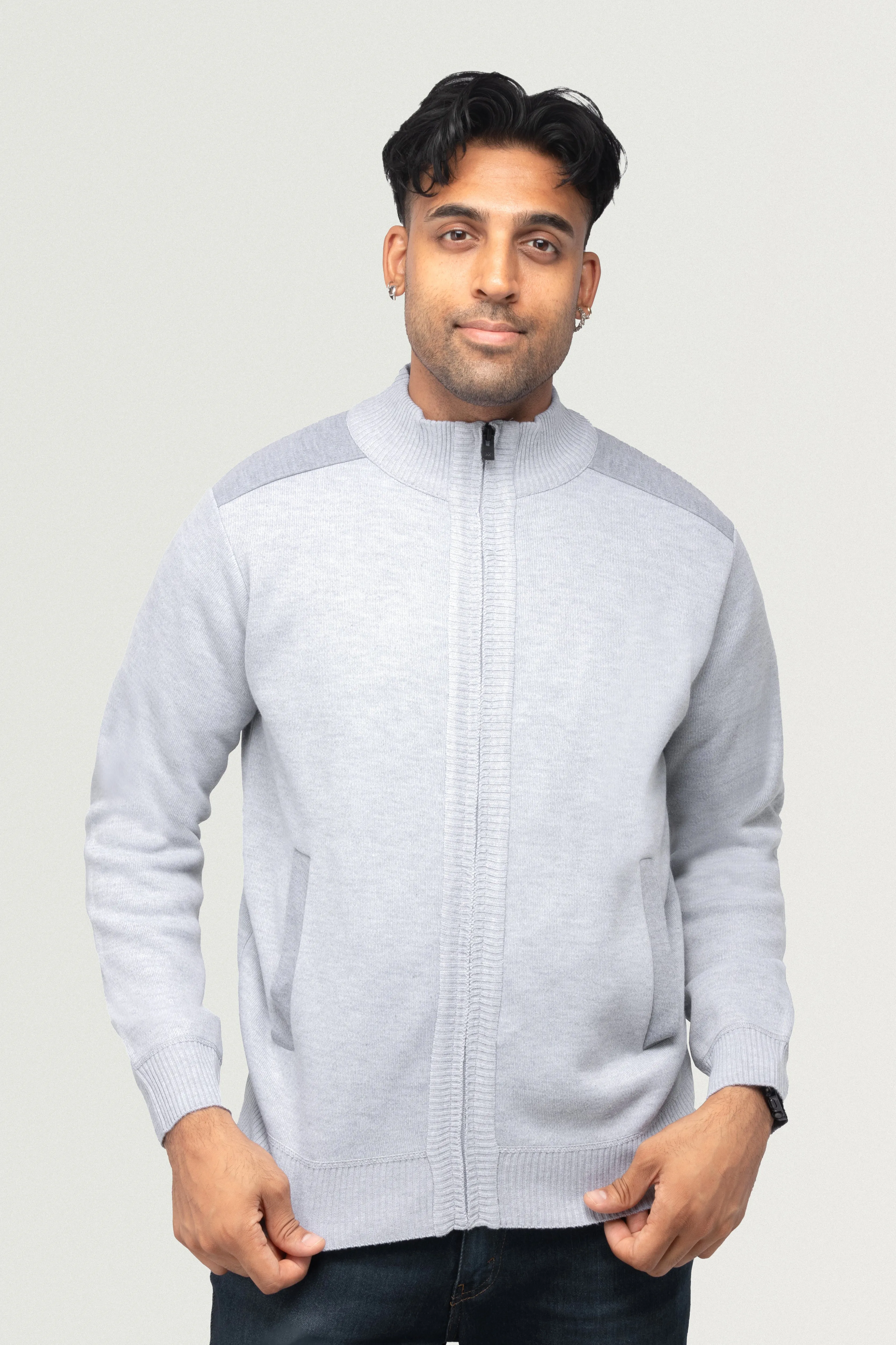 X RAY Men's Zip Up Jacket With Contrast Shoulder Piecing